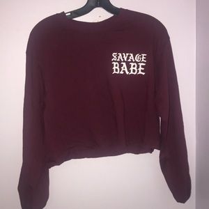 Savage Babe Long Sleeve Crop Top